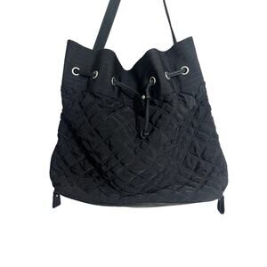 Vera Bradley Black Quilted Bucket Drawstring Bag